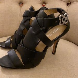 Coach Shoes Black leather heels with straps